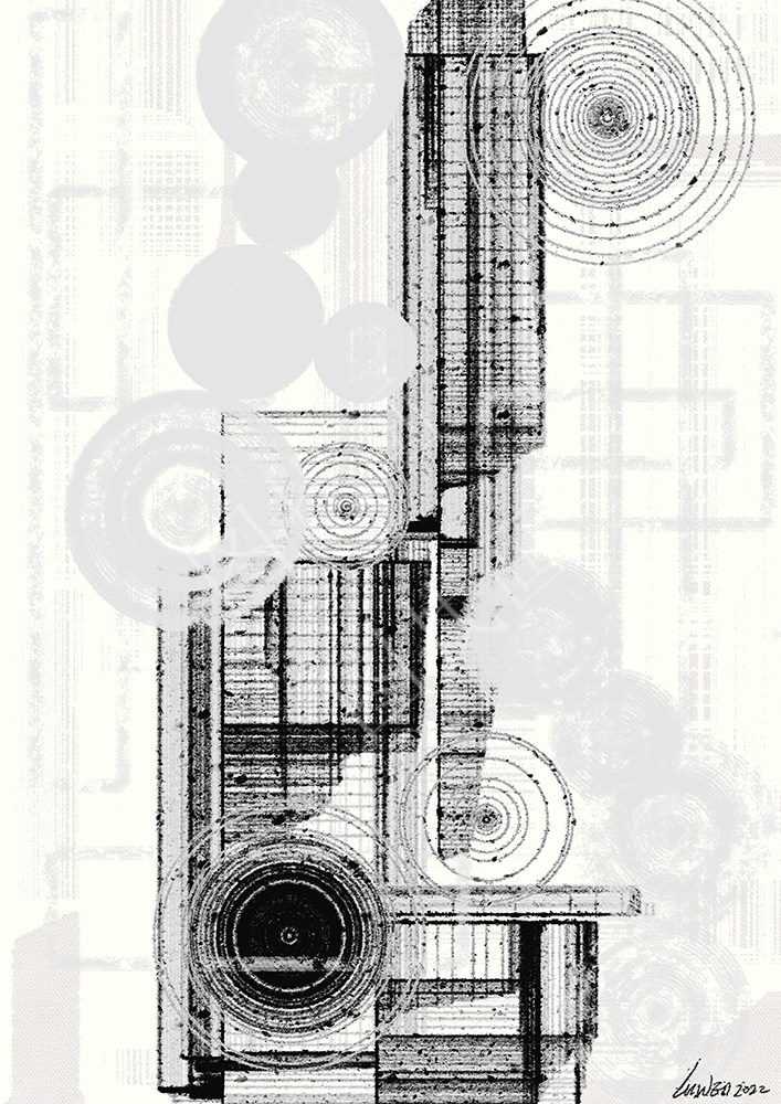 （9）卢文 《行走在蒙德里安的作品里对话》系列 143×190cm